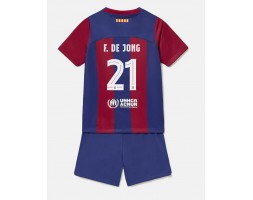 Barcelona Frenkie de Jong #21 Hemmakläder Barn 2023-24 Kortärmad (+ Korta byxor)